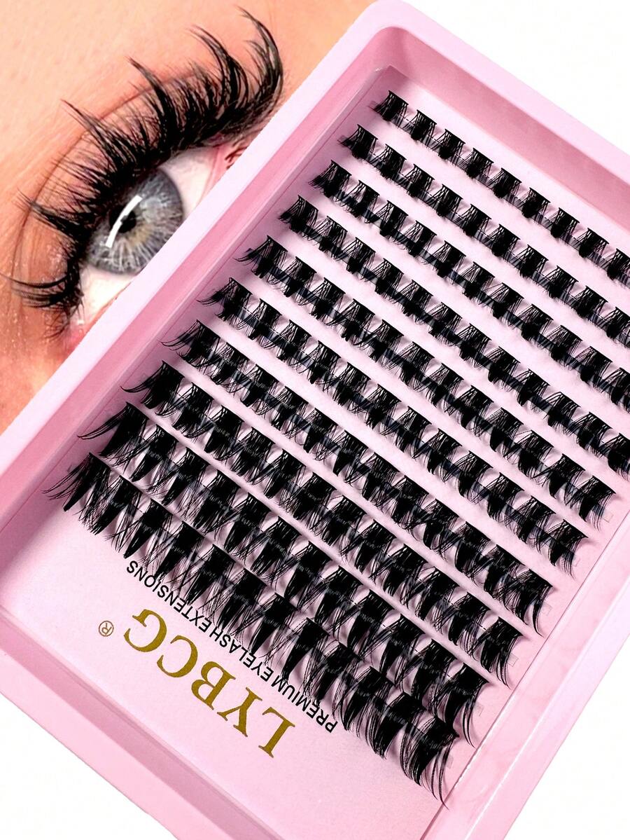 Manga False Eyelash D Curl 120 PCS Lash Clusters Wispy Cluster Eyelash Extensions Puffy Individual Lashes 9-16mm Waterproof Natural Lash Extension DIY Cluster Lashes With Soft Thin Band For Parties, Festivals Strip Lashes,Lashes,Eyelashes,Fake Lashes-3 - màu đen - Xem 1