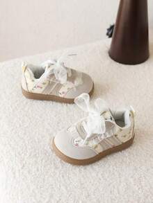 女童公主蕾丝运动鞋软底步行鞋，2025年秋季新品系列 - 米色 - 查看 5