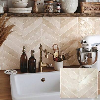 5/10/30片装自粘墙砖 - 11.4英寸 x 9英寸，3D立体撕贴式防溅墙砖，防水防油墙贴，适用于厨房、浴室，个性化厨房装饰