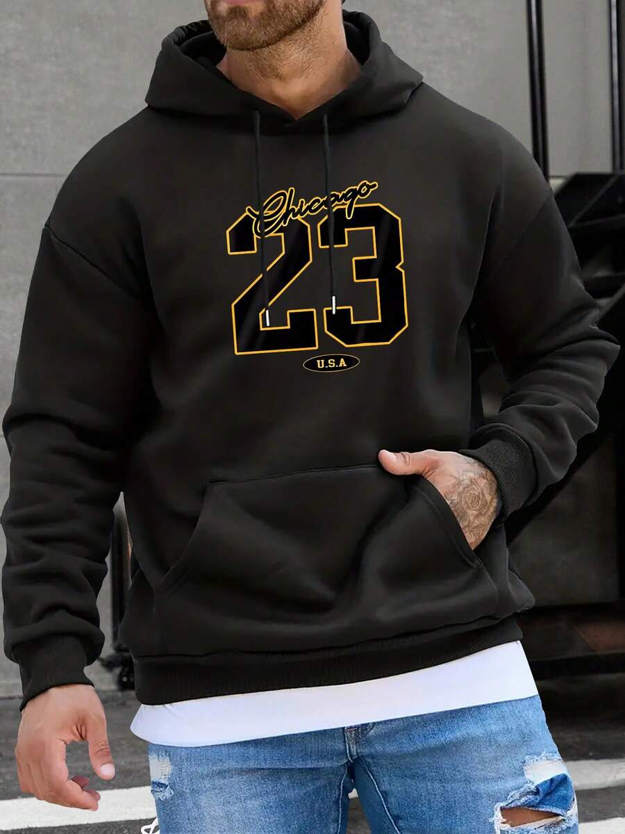 Sudadera con Capucha Nueva Primavera y Otoño Sudadera Estampada - Negro - Ver 1