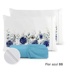 Luxury 3-Piece Sheet Set, 400 Thread Count, Double Bed, 400 Thread Count Micropercal - Foliage - Floral - 花朵 - 淺藍色 - 查看 2