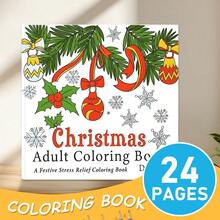 GDTME 1 Piece Simple Art Coloring Book, 7.87 X 7.87 Inches, 24 Pages, Vibrant Pink Truck With Heart Design, Suitable For Parent-Child Interaction And Relaxation, Bold And Minimalist Style, Car Coloring Book - Christmas Mandala - View 17