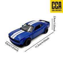 1:44 Dodge Challenger Alloy Car - Military Green/Silver Blue, Alloy Body, Openable Side Doors, Rear-Wheel Drive Function, Detailed Craftsmanship Realistic Reproduction, Toy For Boys And Girls, Model Car Collectors, High-End Gift, Halloween, Christmas, Birthday Gift, Desktop Decor - Multicolor - View 3