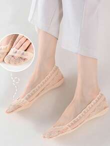 5双夏季女士亲肤柔软吸汗透气抗起球防臭防滑蕾丝浅口船袜