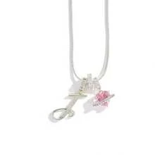 1pc Customized Dainty Luxurious Cream-Inspired Hypoallergenic Pink Heart & Floral 26 English Letter Necklace, Family, Friends, Couples, Valentine's Day, Party, Proposal, Jewelry Gift For Her - White - View 37