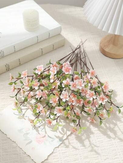 20pcs Mixed Artificial Fake Sakura Flower Branches, Suitable For Home Decor, Office, Wedding Party, Dining Table Decor, Wedding Arch, Garden Yard Decoration