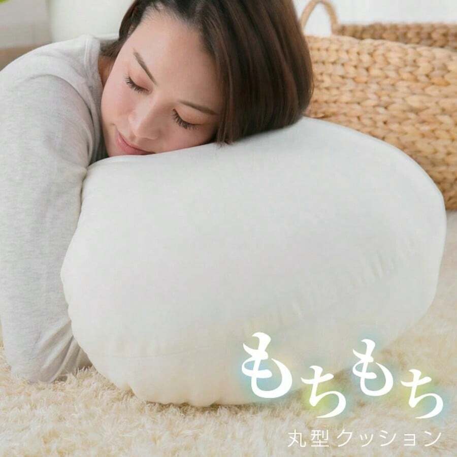 クッション もちもち 円形 直径60cm おしゃれ 大きい 座布団 マイクロファイバー リビング 在宅ワーク 軽量 フロアクッション 背当てクッション 背あて ふわふわ かわいい まくら お昼寝 - 象牙 - チェックする 1