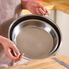 3pcs Stainless Steel Round Serving Trays - For Noodles, Rice, Chinese Cold Noodles, Silver Color - Multicolor - View 10