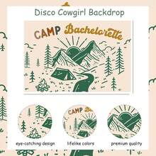 1pc Camping Bachelorette Party Decorations For Wedding Camp Bachelorette Tapestry Mountain Lake Hiking Bachelorette Tapestry For Bridal Shower Wedding Engagement Hen Party Decorations Tapestry - 白色 - 查看 3