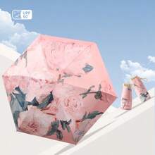 1pc UPF50+ Portable Travel Umbrella, Lightweight & Compact, Windproof & Waterproof, Foldable, Fashionable Floral Design, Suitable For Women - Multicolor - View 2