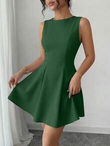 PRETTYGARDEN Women's Summer Dresses Elegant Sleeveless Boat Neck A Line  Formal Cocktail Party Wedding Guest Graduation Vacation Mini Dress Club Outfits For Women - 深綠色 - 查看 2
