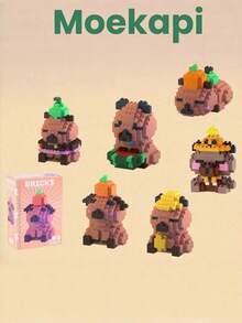 1件装DIY微型积木装饰套装 - 创意组装家居装饰，可爱巴哥犬迷你积木雕塑，适用于桌面、办公室、书架、客厅、汽车装饰，礼品创意，可爱桌面收藏艺术品，减压工艺品和展示配件，情人节、斋月装饰，房间装饰，礼物（随机包装）