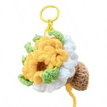 Handmade Crocheted Rose Bouquet, Creative Holiday Gift, Bag Charm, Cute, Beautiful, Fun, Birthday Gift, Floral, Cartoon, Mini Finished Bouquet Keychain, Crocheted Rose Bouquet Hanging Ornament, Holiday Souvenir Gift - Multicolor - View 7