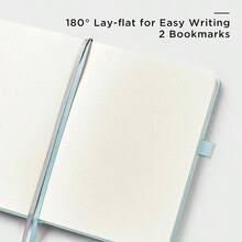 - Cuaderno de diario punteado, diario de piel de tapa dura A5, 160 pginas de papel de puntos grueso de g/, 3 hojas de calcomanas incluidas, 5. 8 pulgadas verde - Cian - Ver 3