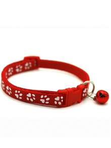 Adjustable Rainbow Cute Bell Collar With Paw Print Pattern, Suitable For Cats - Multicolor - View 7