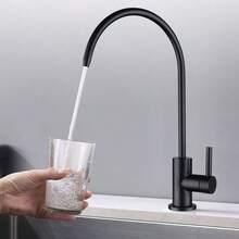 Grifo de filtro de agua de cocina, Grifo de Agua Potable Se Adapta la Mayoría de Los Sistemas de Filtración de Agua, Llave de ósmosis Inversa Acero Inoxidable, Llave Agua Potable de Negro - Níquel cepillado - Ver 4
