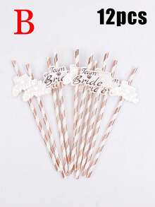12pcs Rose Gold Foil Paper Straws - Suitable For Bachelorette Party, Wedding Party, Kitchen, Kitchen Supplies, Christmas Gift, Tableware, Birthday Party, Wedding, Gender Reveal Party, Bridal Shower Decor, Party Supplies, School Supplies, Halloween, College Essentials, Kitchen Accessories - Multicolor - View 14