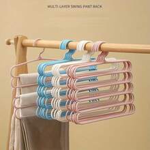 10pcs. Multi-Functional Five-Layer Pants Rack, Household Anti-Slip Plastic Pants Clip, Wardrobe Hanging Pants Tie Scarf Storage Hanger Hanger - Multicolor - View 5