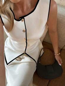 FOR BEAUTY Mẫu áo khoác cardigan không tay phong cách tối giản mới mùa Xuân/Hè, thích hợp cho kỳ nghỉ, mùa lễ tốt nghiệp và năm mới, màu trắng. - trắng - Xem 4