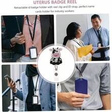 Porta Credencial Porttil Clip Retrctil Para Credencial De Empleado Tamao Compacto Con Clip De Cocodrilo Abs Metlico Diseo De Vaca Para Uso Mdico y Oficina - Múltiples + 6X3.5X2.5CM - Ver 8