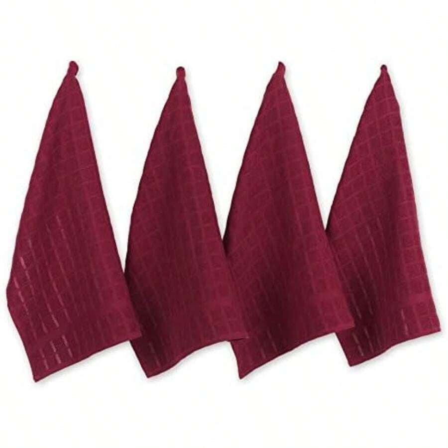 DII Trapo clásico para Platos, 100% de algodón, diseño de Ventana, para Uso Diario en la Cocina, Lavable en Lavadora, 30.48 cm x 30.48 cm, Juego de 6,(Vino sólido Ventana sólida) - Multicolor - Ver 1