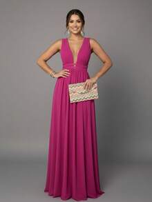 Women Dresses - Rose Red - View 2