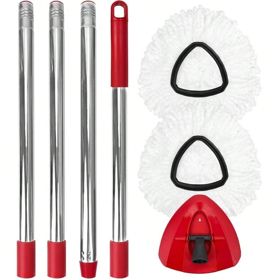 Mop Replace, 3 Pack Spin Mop Easywring 1 - System, Easy Cleaning, Microfiber, Washable - 2 Heads+1 Handle+1 Base - 查看 1