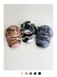 男女通用迷彩棒球帽，街头潮流可调节后扣帽，宽边防晒，做旧牛仔软顶帽，男女皆宜 - 彩色 - 查看 13