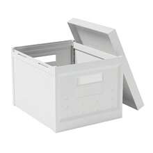 Collapsible Stackable Storage Bins With Lids, 2 - Pack, Plastic Storage Boxes Documents, Clothes, And Toys - Space - Saving Portable Organizer Home And Office, RTA - SBX200 - trắng - Xem 7