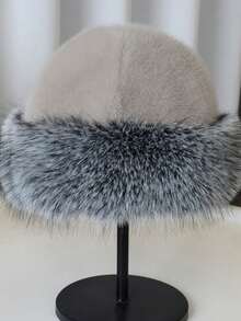 Women's Thickened Warm Fashion Simple Bucket Hat, Faux Mink Fur Mongolian Hat, Comfortable Sun Protection, Suitable For Winter Outfits - Multicolor - View 25