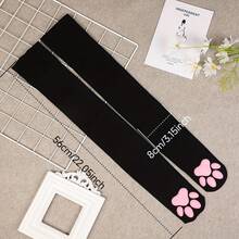 Women's 22-Inch Cat Paw Print Knee-High Socks – Cute Paw Design With Stretch & Comfort |   Ideal For Music Festivals, Themed Parties & Winter Warmth |   Hand-Wash Only, Fun Cosplay & Cold Weather Accessory - 白色 - 查看 4