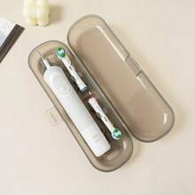 1 pieza Caja de almacenamiento de cepillo de dientes eléctrico de unicolor, Estuche de viaje para cepillo de dientes semi-transparente, Caja de almacenamiento portátil para cepillo de dientes eléctrico, Estuche de viaje de plástico portátil de repuesto para cepillo de dientes eléctrico, Adecuado para viajes, Soporte de cepillo de dientes de plástico transpirable, Adecuado para el hogar, viajes, negocios, camping, caja de almacenamiento, decoración del baño del hogar, verano - Multicolor - Ver 3
