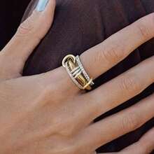 VKHK 1pc 18K Gold Plated Stainless Steel Multi-Layer Circle Link Ring, Suitable For Men And Women, Daily Wear And Party, Gift - Creative Rings - View 8