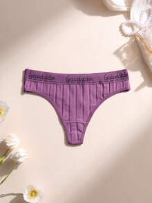 9 Pcs Women's Low Waist Seamless Thong Ribbed Cotton Panties Sexy Letter Belt Briefs Lingerie Comfortable Underwear