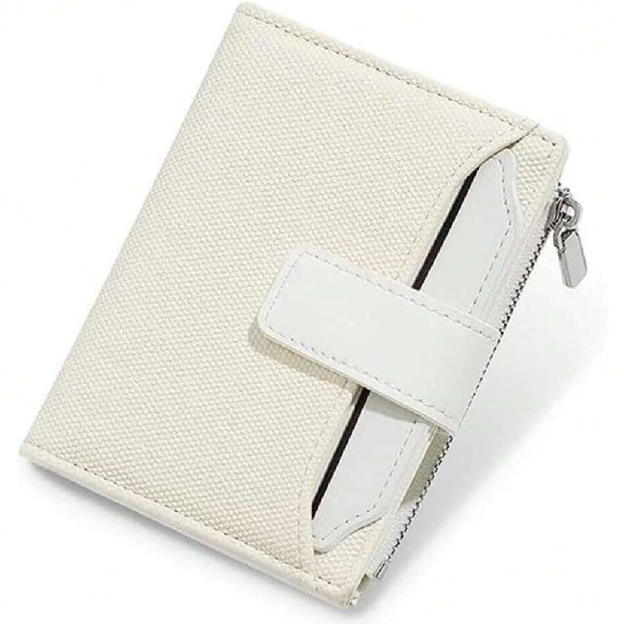 Cartera para Mujer, Billetera Bifold con Ventana de Identificación Extraíble, Monedero con Cremallera para Dinero en Efectivo y Tarjetas de Crédito, Tarjetero de Piel(Blanco),36701444 - Naranja - Ver 1