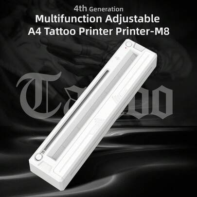 Portable 2-In-1 Thermal Printer: Tattoo Stencil Transfer Device And A4 Document Printer, Adjustable Print Width 56-210 Mm, Wireless Bluetooth Thermal Printer, Suitable For Tattoo Artists And Home Offices, Inkless, Including 6 Sheets Of Transfer Paper And 6 Sheets Of A4 Thermal Paper.