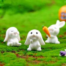 Mini Rabbit Statue, Resin Rabbit Figurine Decor, Fairy Garden Dollhouse Cake Topper, Cute Rabbit Decoration, Home And Easter Decoration - Multicolor - View 7