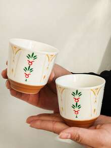 1pc Middle Eastern Style Latte Art Coffee Cup, Espresso Cup, Cappuccino Ceramic Mug - Multicolor - View 9