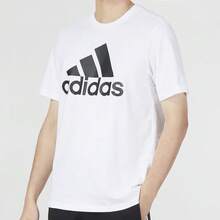 adidas ESSENTIALS Logo字母印花美式復古舒適休閒運動簡約日常百搭短袖T卹 - 白色 - 查看 3