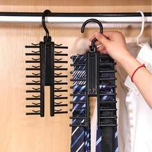 Multi-Layer Tie Rack, Non-Slip Tie Organizer, Belt Rack With 20 Hook Clips, 360° Rotating Scarf Rack, Save Space - Multicolor - View 9