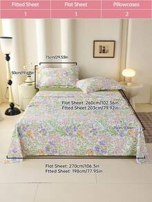 1/3/4件套印花床上用品套装，包含枕套（小号）、深口袋床笠，浪漫元素，提升舒适度，卧室理想之选，包含：床单*1 + 床笠*1 + 枕套（小号）*1/2，通过Oeko-Tex认证 - 彩色 - 查看 28