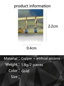 Geometric Rhinestone Decor Drop Earrings - Royal Blue - View 6