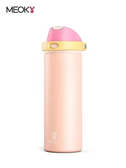  Meoky 24oz Vacuum Insulated Water Bottle with 2-in-1 Straw and Spout Lid, Insulated Cup, Keep Cold 24H, Leak-Proof, Fits in Car Cup Holder, Stainless Steel Tumbler for Sports, Travel, and School