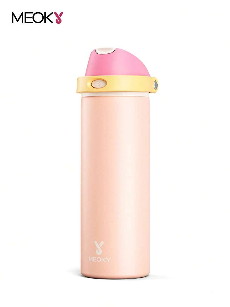 Meoky 24oz Vacuum Insulated Water Bottle with 2-in-1 Straw and Spout Lid, Insulated Cup, Keep Cold 24H, Leak-Proof, Fits in Car Cup Holder, Stainless Steel Tumbler for Sports, Travel, and School - 西柚色 - 查看 1
