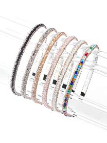 1 tiara feminina com cristais multicoloridos, tiara com contas de cristal, tiara minimalista e versátil, acessório de cabelo delicado e elegante, acessório para cabelo em formato de arco. - Multicolorido - Ver 2