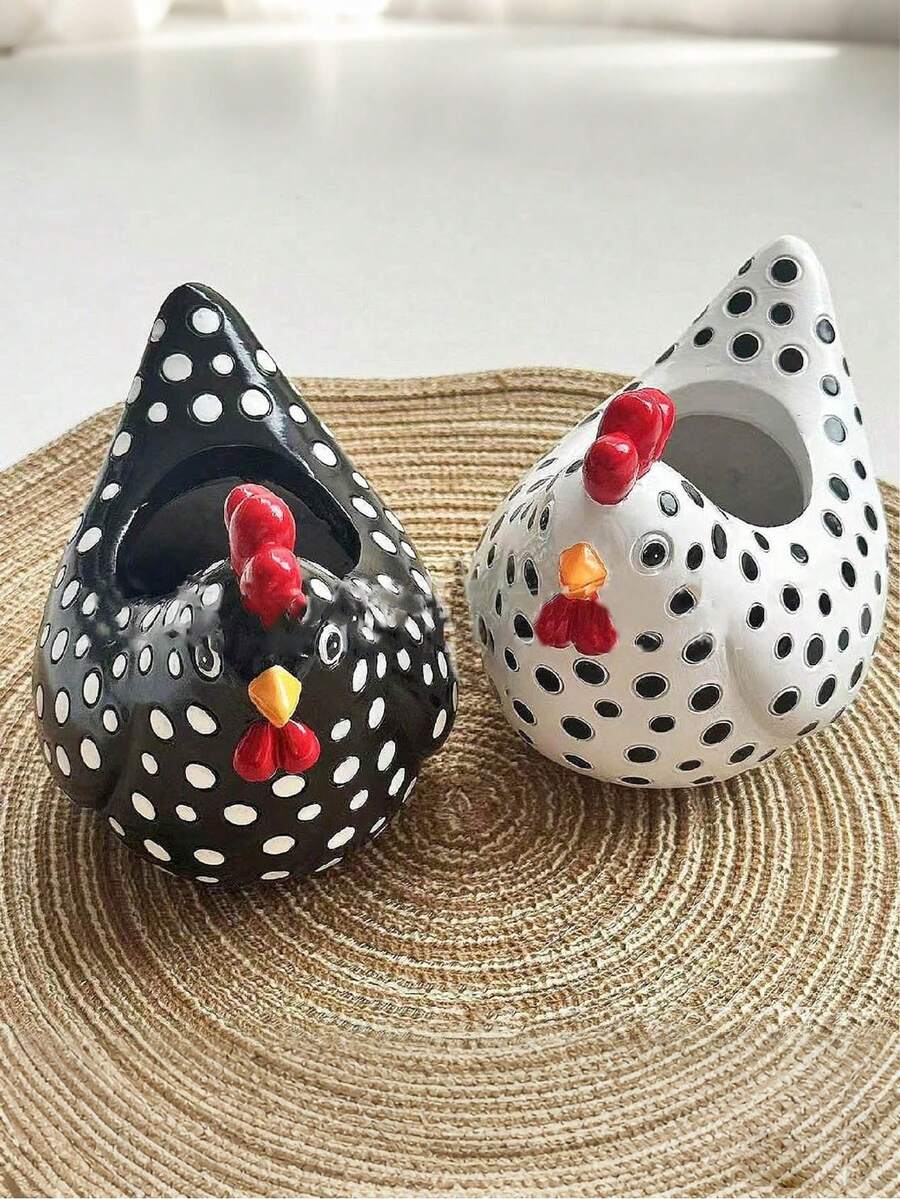 1入組斑點雞陶瓷裝飾花瓶，家庭門廳桌面戶外花園裝飾