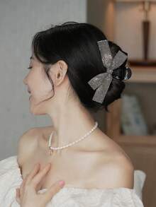 1个优雅水钻蝴蝶结发爪，女士时尚发饰，休闲发夹，优雅发卡，美发发饰，女士发夹 - 彩色 - 查看 1