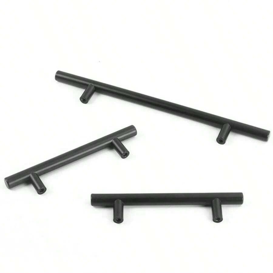 96mm Stainless Steel T-Bar Cabinet Door Handles, Black Furniture Knobs And Pulls - Multicolor - View 1
