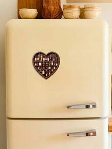 1pc Heart-Shaped Acrylic Fridge Magnet & Bottle Display Rack - Scottish Whisky Theme Wine Rack With Bourbon Whiskey And Scotch Whisky Bottles, Fridge Door Decor, Ideal Gift For Whisky Lovers (Fits Most Fridges), 2D Flat