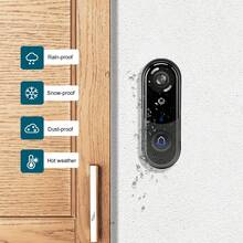 RAKEBLUE Timbre inalámbrico con cámara y video, con almacenamiento en la nube/SD de 32 GB, alerta, visión nocturna, detección de movimiento, timbre interior y audio bidireccional. - Negro - Ver 3